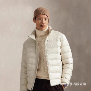 Stand-Collar Embroidered Zip-Up Cotton Coat