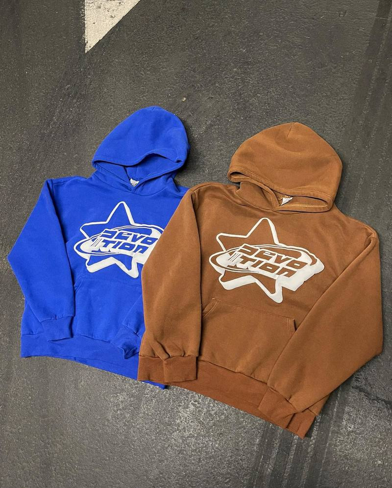 Oversized full face zipper sweater streetwear spring Y2k gothic punk star print hoodie tide - Image 3