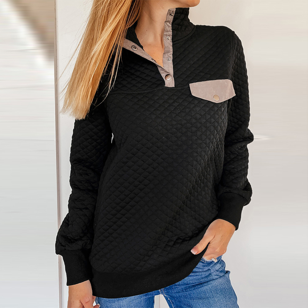 Amazon autumn and winter new solid color stand collar sweater women's European and American foreign trade casual long-sleeved pullover top 2533489 - Image 5