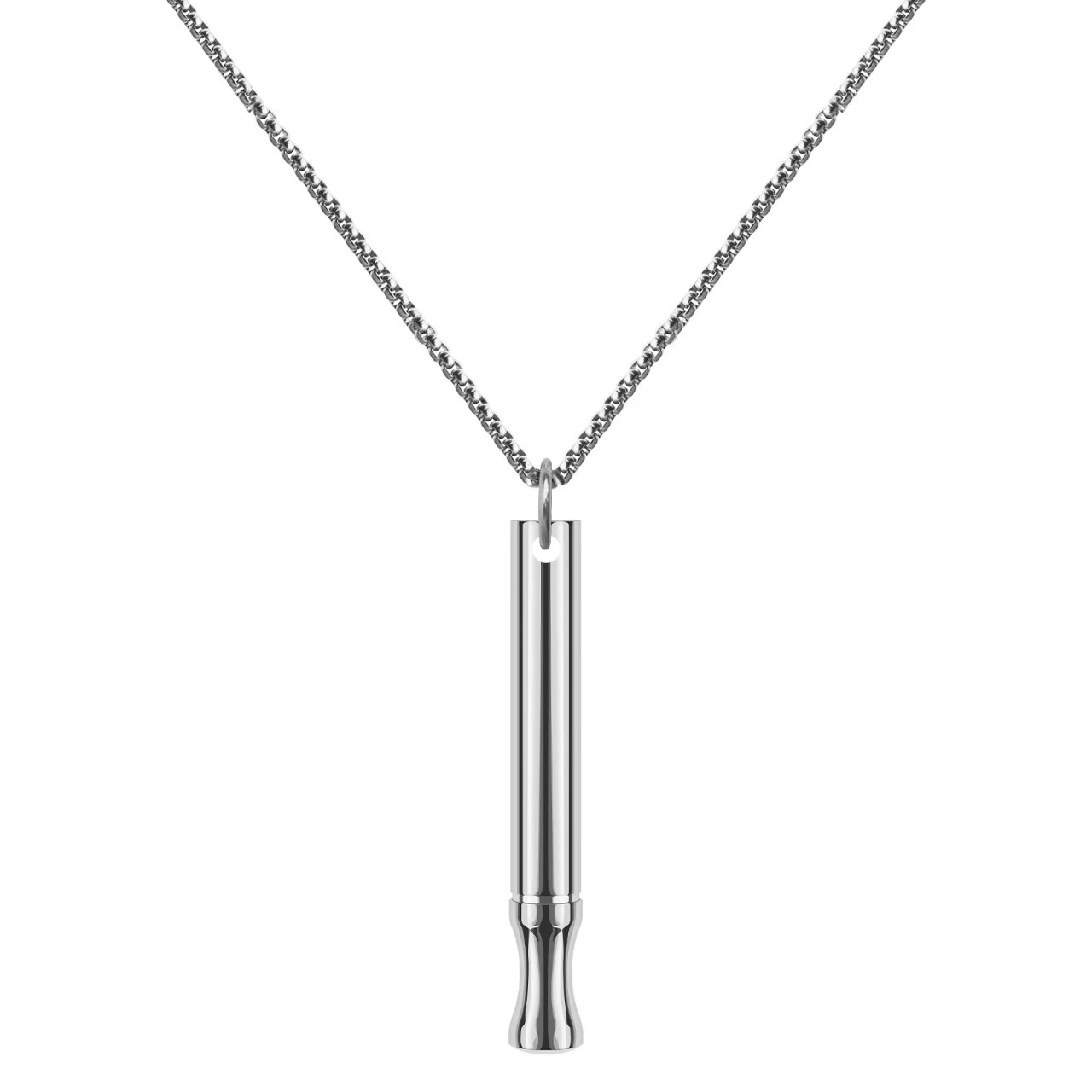 Cross-border solid wood whistle necklace for quitting smoking, meditation mindfulness whistle, titanium steel necklace for regulating breathing and relieving stress. - Image 4