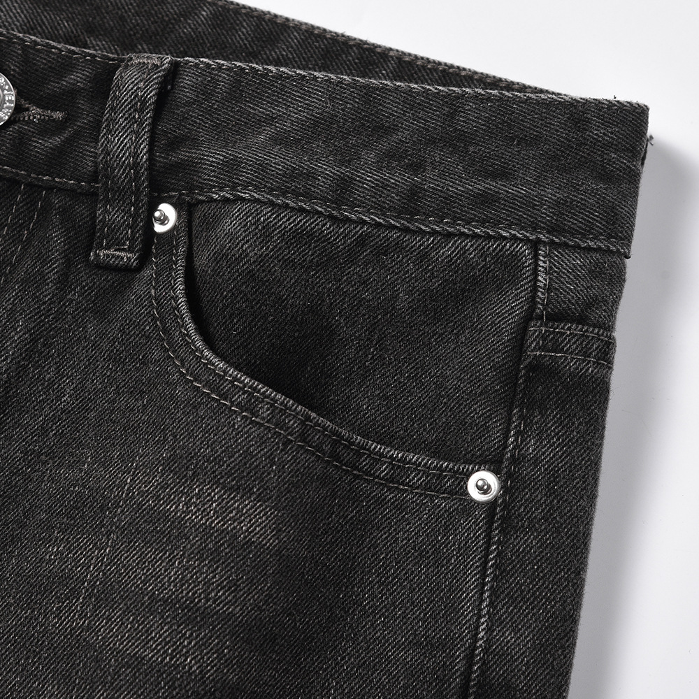 Washed denim flared pants, American retro casual floor-length trousers, men's high street trendy loose wide-leg flared pants - Image 4