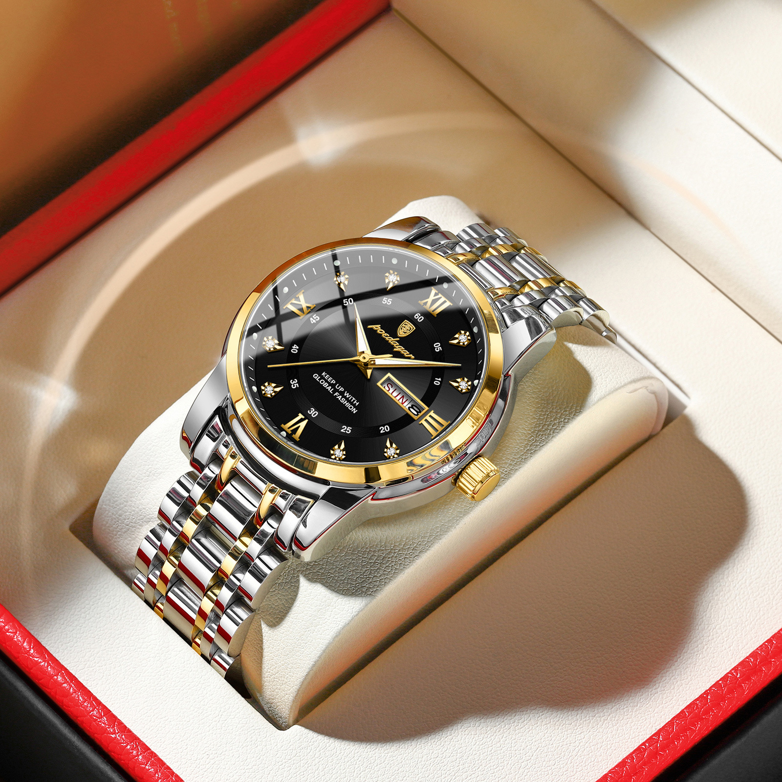 Swiss brand waterproof new men's watch dual calendar luminous quartz watch live broadcast foreign trade hot sale one piece drop shipping - Image 16