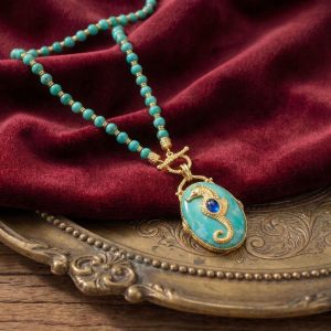 Qingdao Vintage Court Style Zodiac Earring Necklace Ring Set - Retro Elegance, Fashionable and Versatile Jewelry for Women