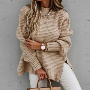 AliExpress Amazon cross-border e-commerce 2025 autumn and winter loose lazy style long-sleeved pullover knitted sweater women