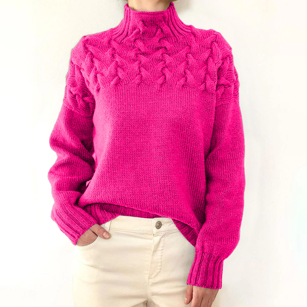 2026 Amazon Cross-Border New Women's Clothing Independent Site eBay Fashion Cable Braid Details High Neck Long Sleeve Sweater - Image 17