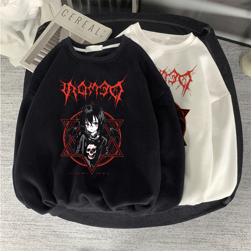 AliExpress wish cross-border new long-sleeved round neck loose street dark Harajuku fleece Y2K sweater - Image 2