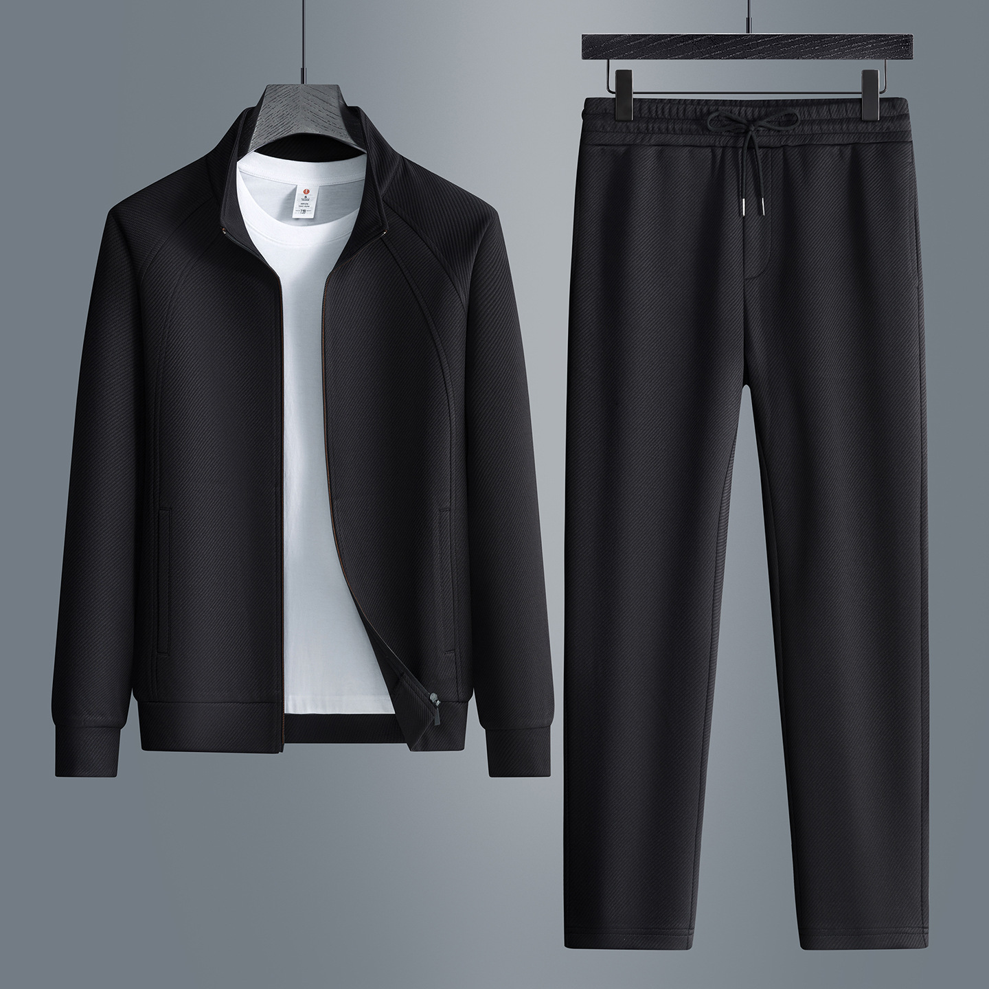 2025 Spring/Autumn New Men's Stand Collar Zipper Long-Sleeved Cardigan and Trousers Fashionable Casual Suit - Image 6