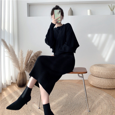 Suspender skirt suit autumn and winter new sweater dress two-piece dress other real shots and models in stock - Image 5