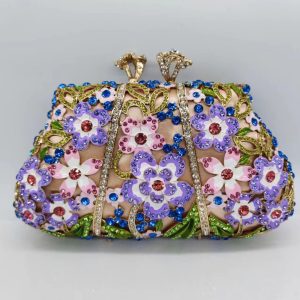 Enamel Flower Metal Clutch Bag