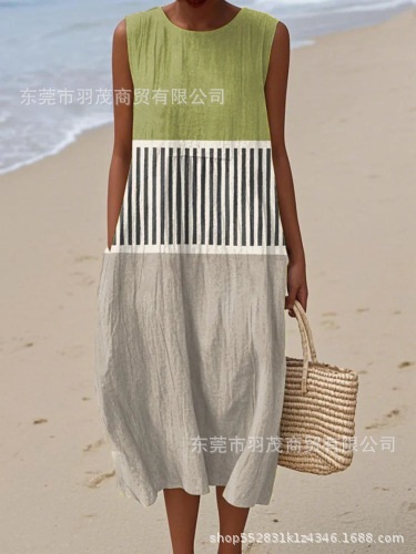 2025 European and American spring and summer new sleeveless casual printed temperament long skirt dress slim small fresh casual skirt - Image 23
