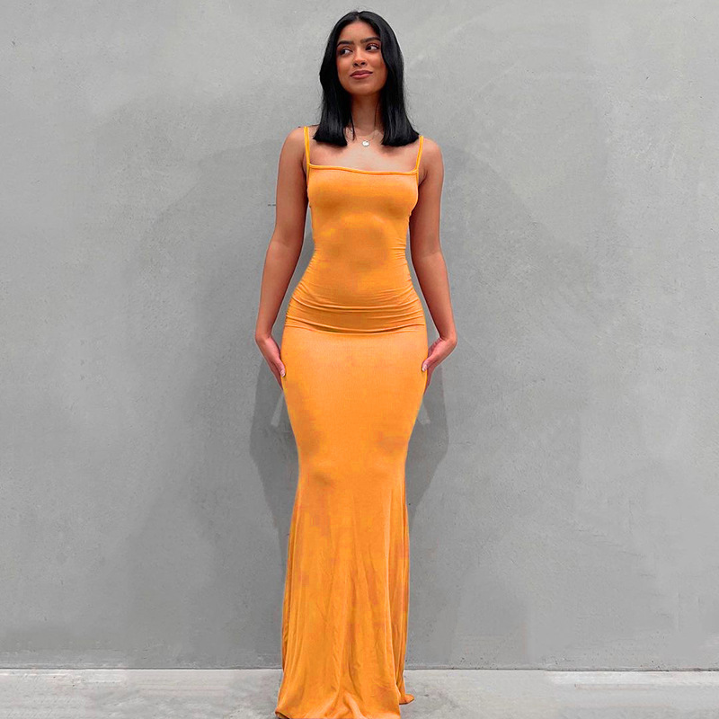 2023 European and American Kardashian skims replacement human peach pure desire slim peach hip suspender long fishtail skirt - Image 9