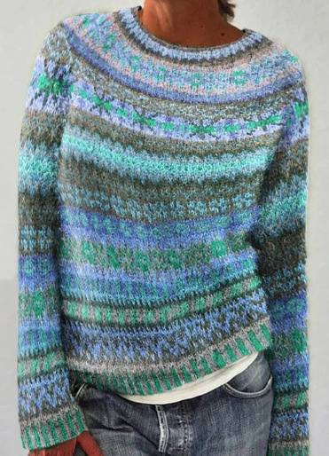 Amazon European and American new sweater women's wish hot sale round neck color matching loose fashion pullover sweater - Image 41