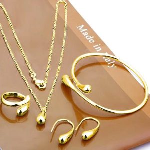 Cross-border European and American Fengshui drop four-piece set earrings ring bracelet necklace jewelry set manufacturers wholesale