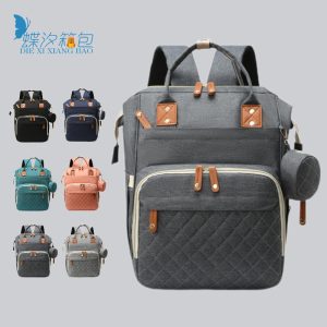 Cross-border classic mommy bag embellished with small coin purse multi-function USB charging mother and baby bag light solid color mommy bag
