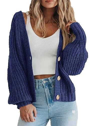Cross-border women's clothing Amazon autumn/winter V-neck chunky knit cardigan women's lazy style knit sweater factory customization - Image 11