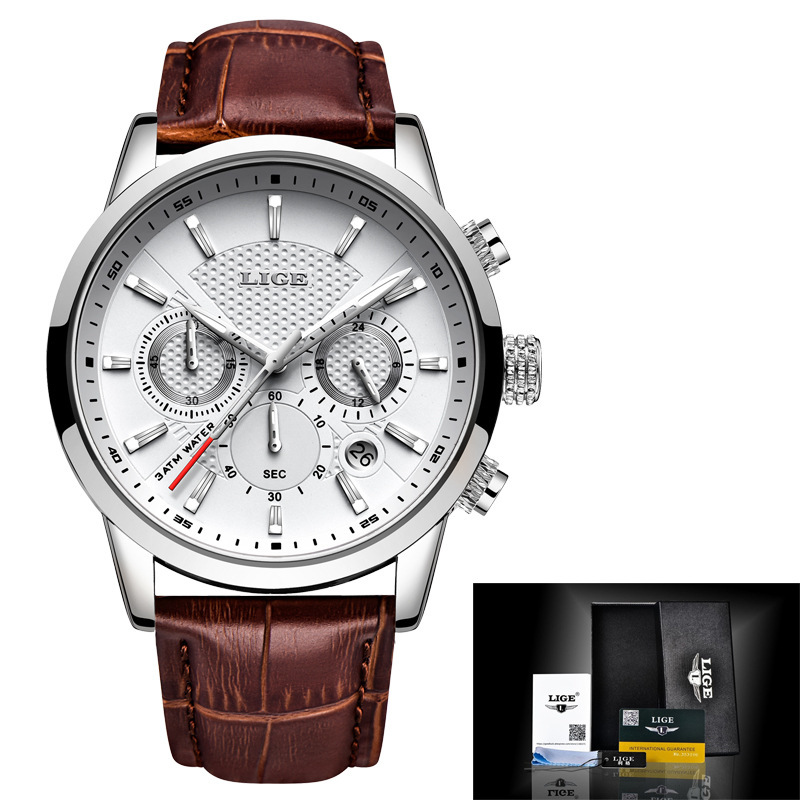 New LIGE 9866 men's sports quartz watch waterproof steel belt binocular multifunctional watch business watch - Image 13