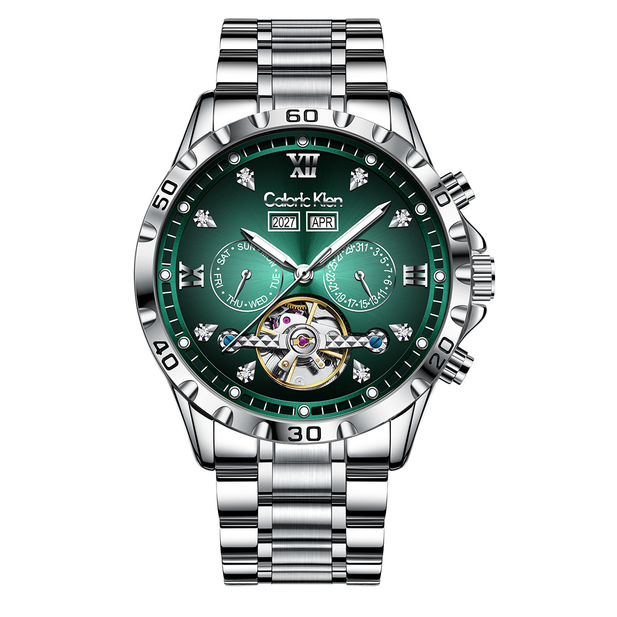 Lightweight custom mechanical watch with skeletonized tourbillon and double calendar, stylish dial, men's wristwatch, factory direct shipping, DY best-selling watch. - Image 6