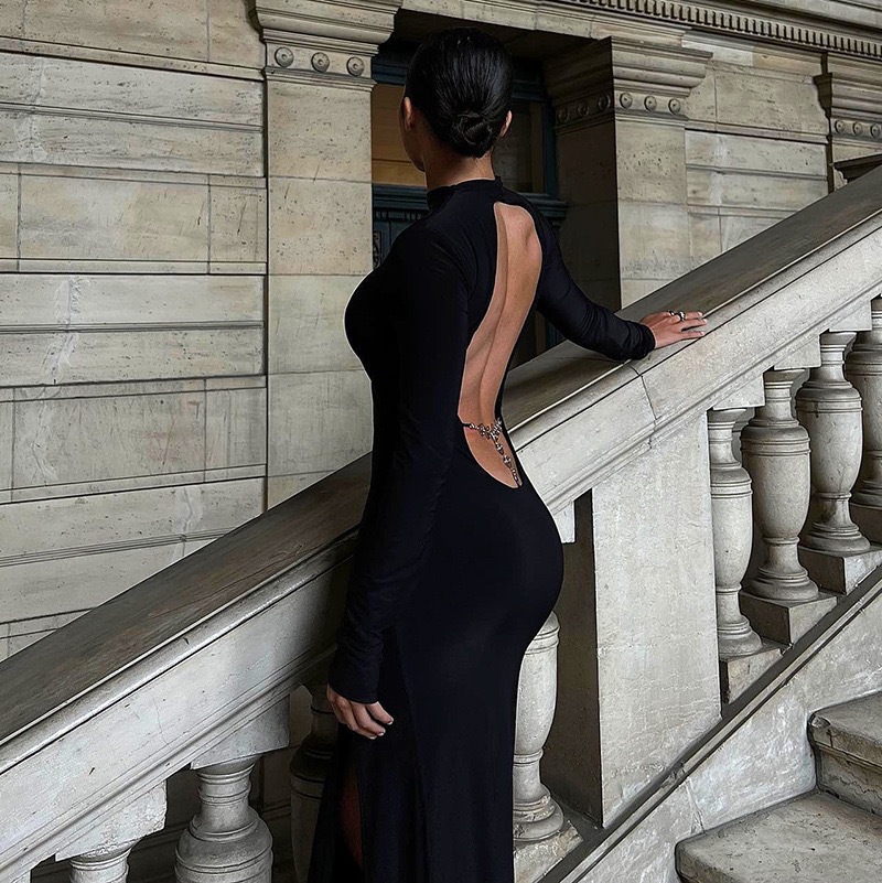 Cross-border foreign trade new women's clothing European and American hottie evening dress Amazon independent station sexy backless slit dress - Image 9