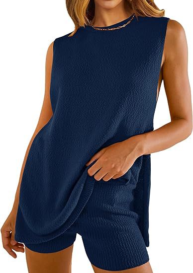 Popular Knitwear Set - Cross-border Summer Women's Clothing - European and American Style Knitwear, Loose Sleeveless Casual Sweater Two-Piece Set - Image 11