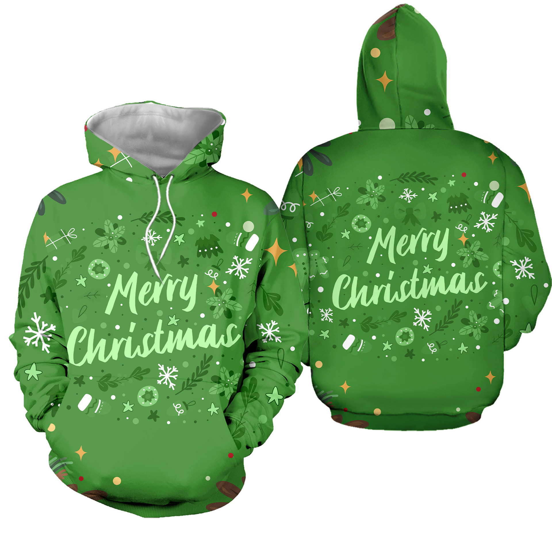 European and American all-match Christmas theme sweatshirt with full print floral Christmas elements and letter hooded sweatshirt with casual style - Image 4