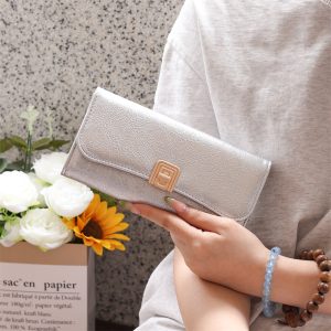 PRETTYZYS Korean Style New Arrival: Simple Solid Color Fashionable High-End Versatile Large Capacity Long Wallet