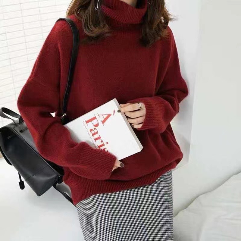 Customizable European and American cross-border high-neck sweater, 2026 autumn and winter loose-fitting versatile knit pullover style women's base layer. - Image 10