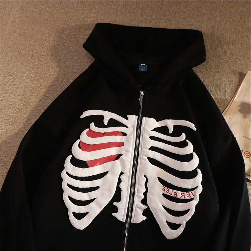 2023 skull print zipper long-sleeved jacket - Image 5
