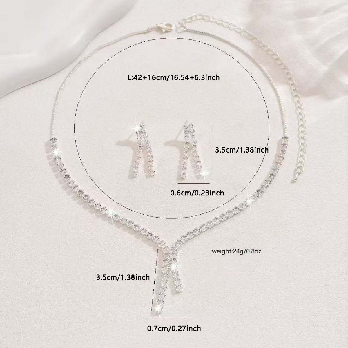 Wedding banquet loose diamond necklace and earring 2-piece set, elegant and classy European and American cross-border jewelry set. - Image 6