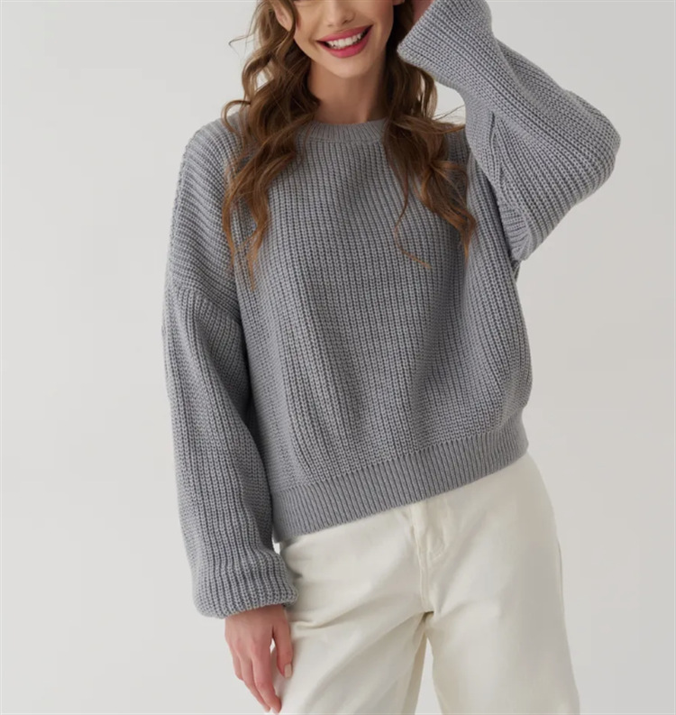 European and American style solid color round neck thick sweater for women, 2025 autumn and winter new arrival, loose long sleeve lazy style pullover knit sweater for women. - Image 12