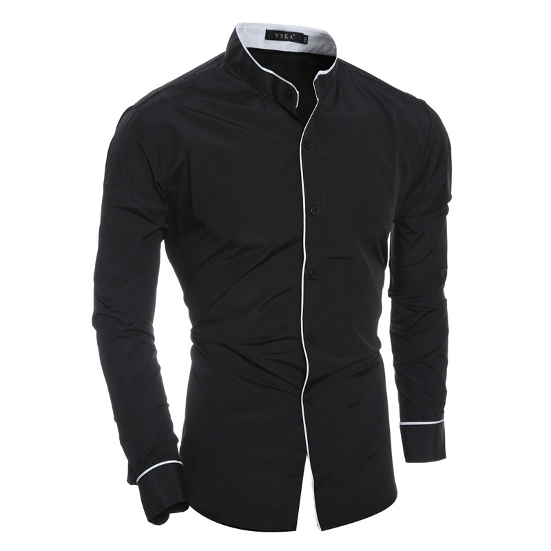 2023 Spring New Men's Outdoor Solid Color Simple Casual Korean Slim Shirt Slim Suit Bottoming Shirt - Image 7