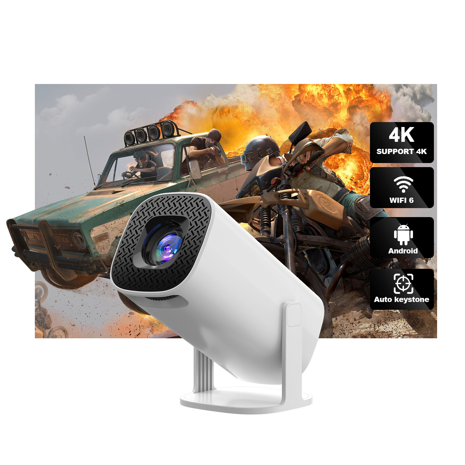 Cross-border hot projector HY320 home portable 6G Android projector mini micro 180° rotation - Image 2