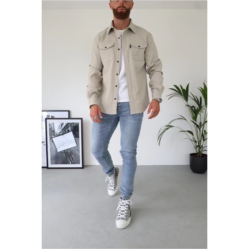 2024 European and American cross-border foreign trade Amazon autumn and winter new European and American men's clothing youth casual men's shirt spot grinding - Image 7