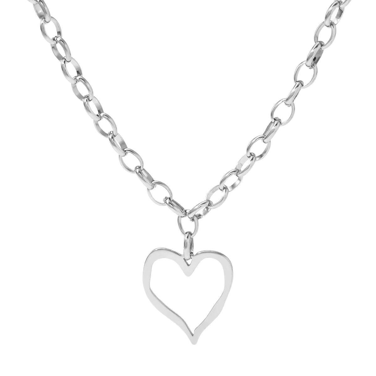 European and American cross-border stainless steel heart-shaped necklace with exaggerated heart pendant, high-end necklace. - Image 6