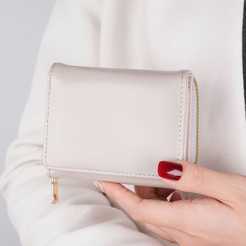 Credit card ID card cash wallet women's wallet small wallet short wallet card holder zipper wallet multi-layer trifold - Image 4