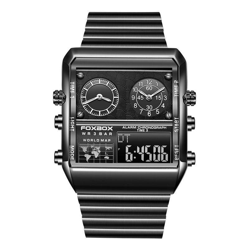 FOXBOX/LIGE cross-border exclusive dual display men's electronic quartz watch multifunctional sports waterproof watch - Image 2