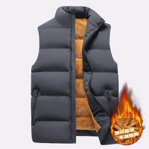 Sherpa velvet men's autumn and winter plus velvet vest teenager students thickened warm casual warm stand collar waistcoat vest
