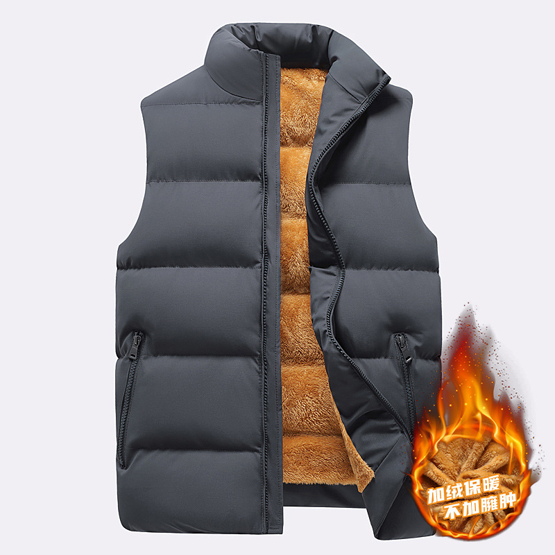 Sherpa velvet men's autumn and winter plus velvet vest teenager students thickened warm casual warm stand collar waistcoat vest