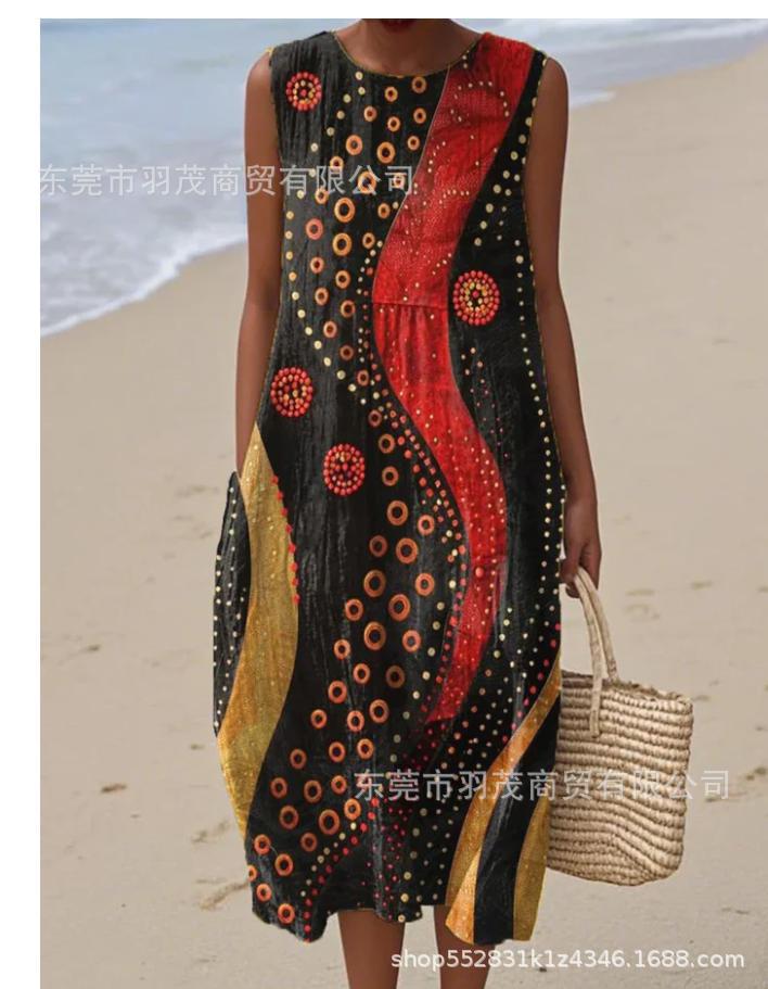 2025 European and American spring and summer new sleeveless casual printed temperament long skirt dress slim small fresh casual skirt - Image 29