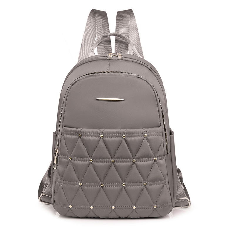 New women's bag cross-border Oxford cloth backpack large capacity fashion rhombus school bag fashionable simple solid color travel bag - Image 9