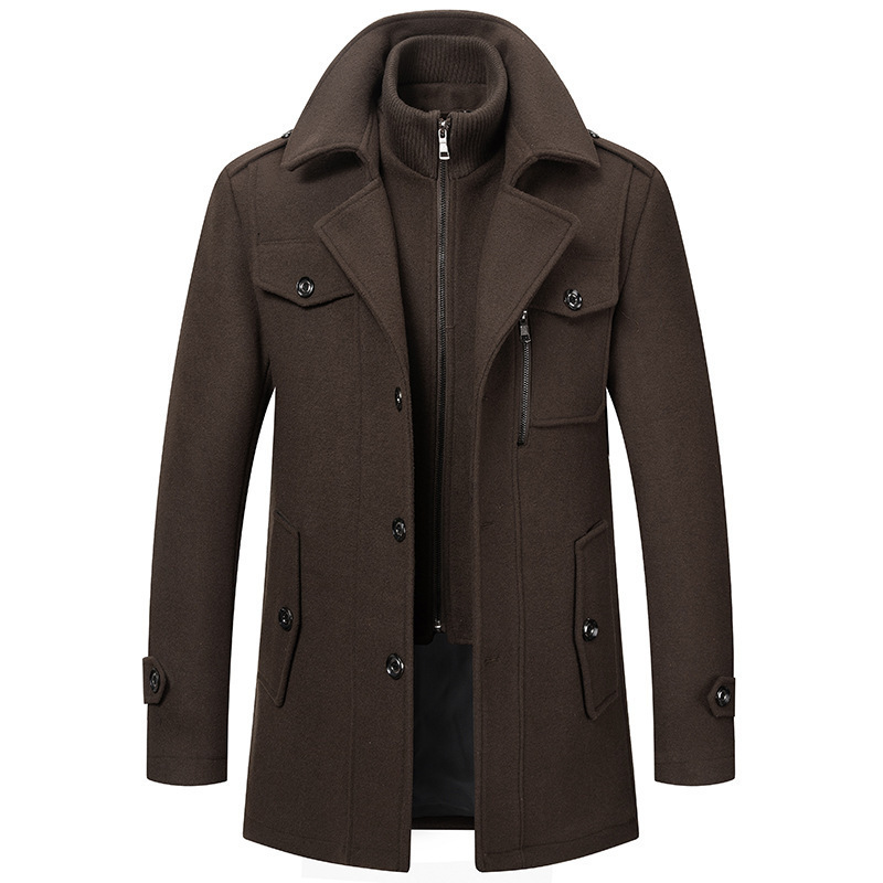 2024 autumn and winter men's business woolen coat fashionable double collar cold-resistant woolen coat cross-border woolen coat men - Image 10