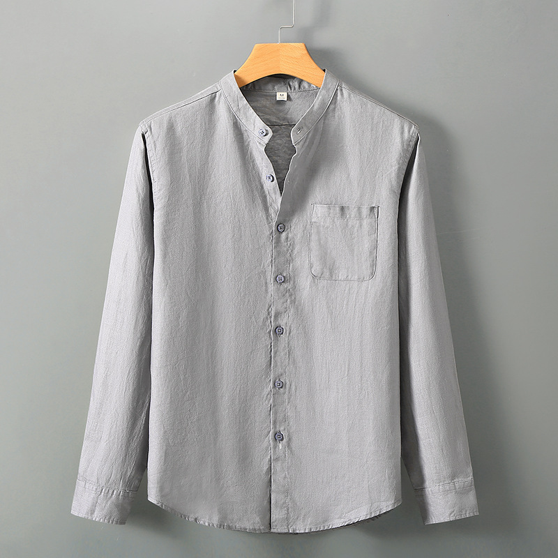 Summer linen short-sleeved shirt for middle-aged men's business casual pure linen pocket shirt loose cardigan half-sleeved linen clothing - Image 8