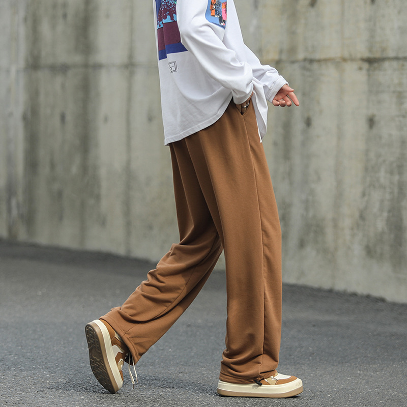 Fashion brand retro printed letter straight pants men's spring and autumn Hong Kong style casual personality hip-hop mopping wide-leg long pants - Image 2
