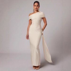 2026 Amazon Europe & America Cross-Border New Solid Color Elegant Women's Long Dress