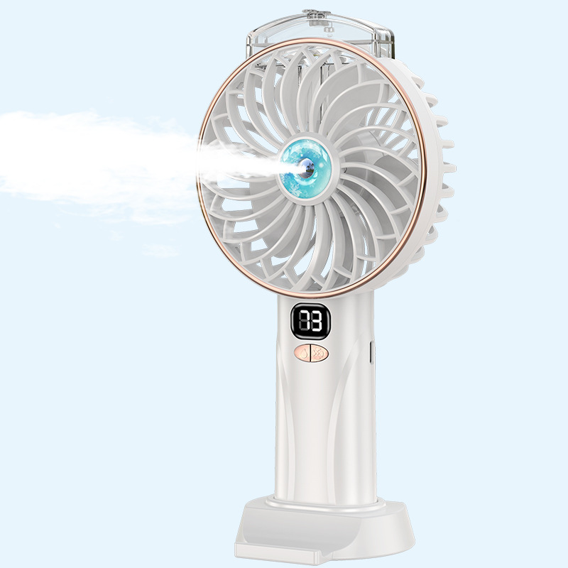 Handheld spray small fan water replenishment humidification student desktop digital display light sound brushless charging refrigeration water spray cooling fan - Image 11