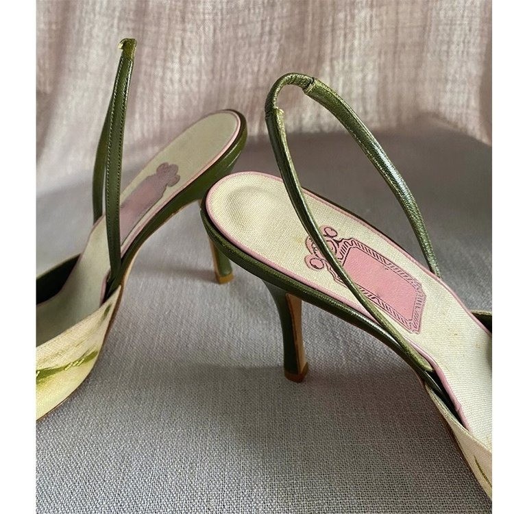 Embroidered pointed stiletto high heels 2024 new summer Chinese style shallow mouth hollow single shoes women's closed toe sandals - Image 2