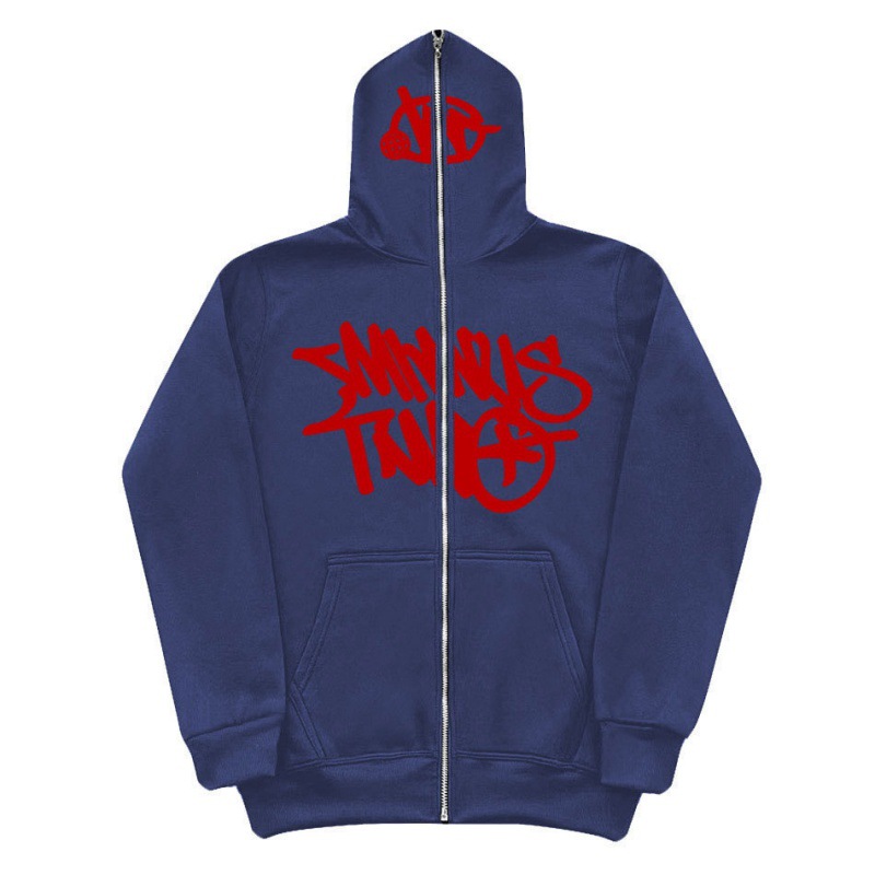 Y2K Unisex Fleece Hooded Sweatshirt Full Zip Plus Size Streetwear Stussy Tour Jacket - Image 6