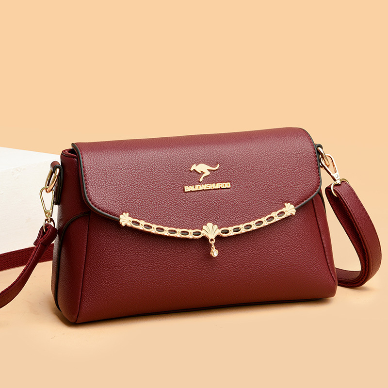 Women's bag new fashion all-match soft leather middle-aged mother shoulder bag large capacity small square bag women's shoulder bag trendy - Image 2
