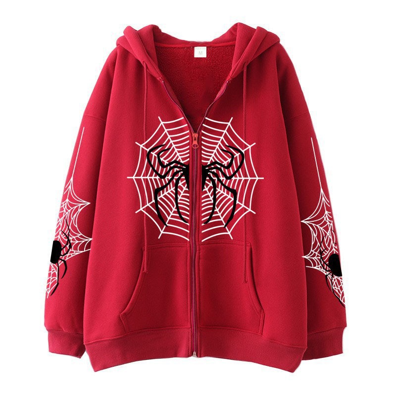 Cross-border youth spider web metal zipper sweatshirt street trend spring and autumn hoodie American retro casual jacket for men - Image 19