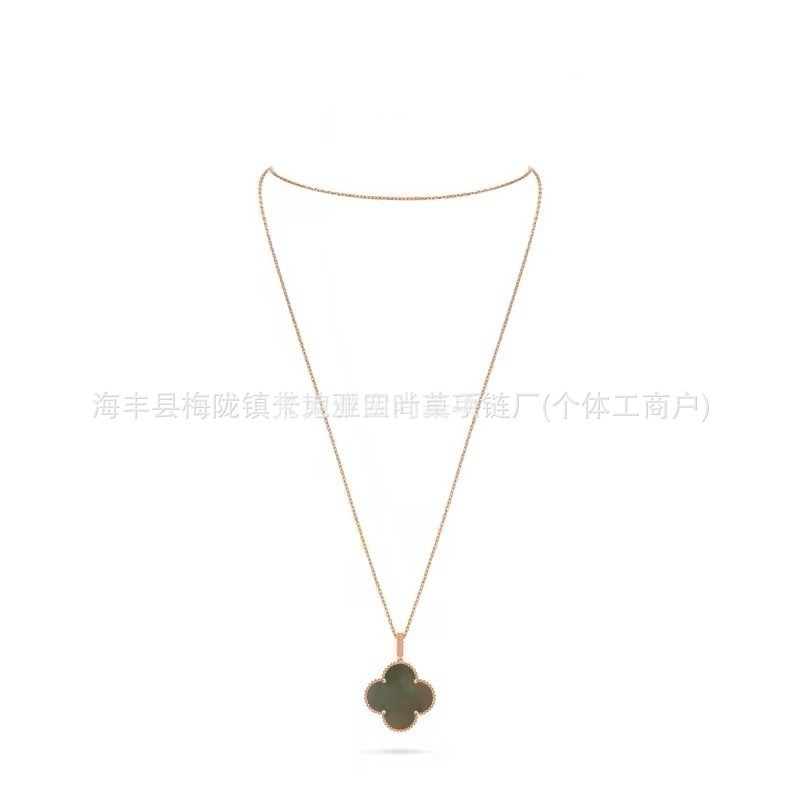 Vanke high-end four-leaf clover necklace for women, thickly plated with 18k rose gold and red agate, CNC engraving craftsmanship. - Image 17