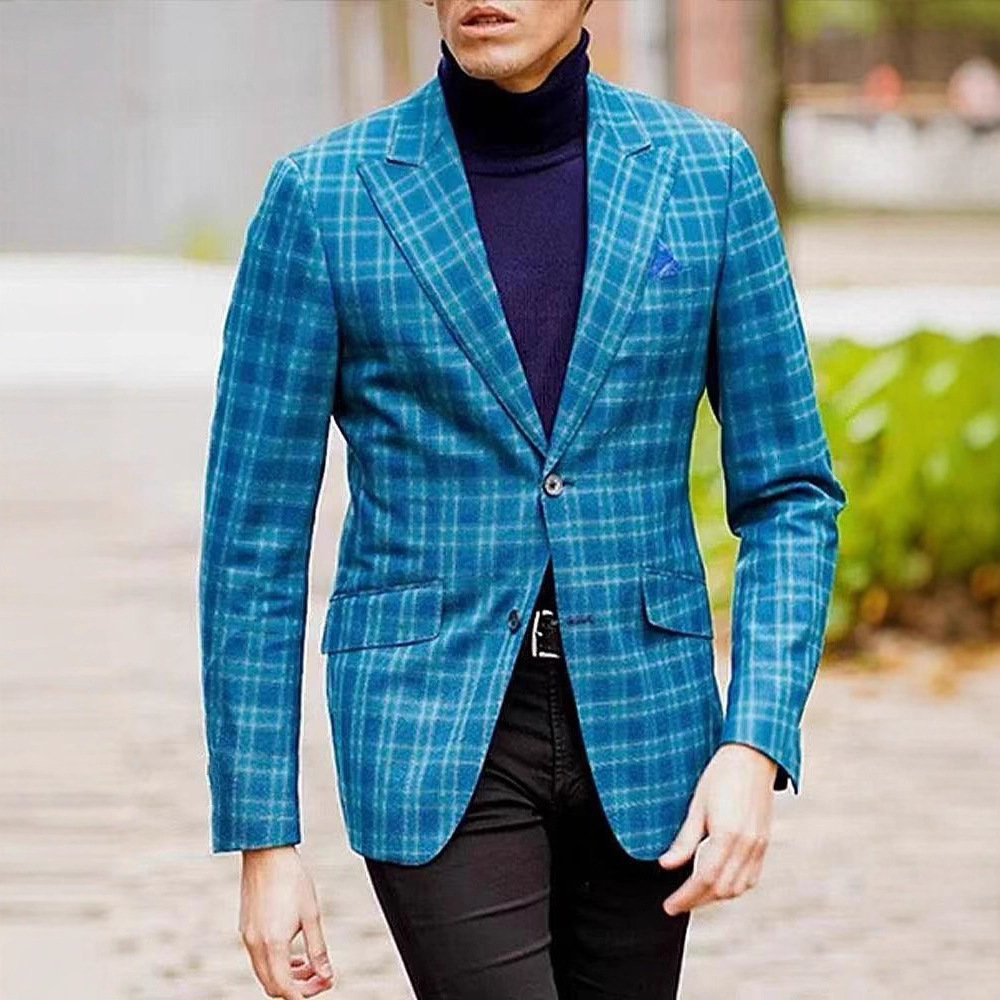 Cross-border foreign trade hot-selling spring and autumn new digital printing plaid men's casual suits and casual jackets - Image 4